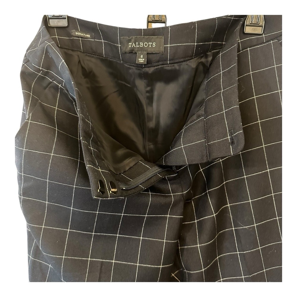 Talbots Women's Wool Blend Pants Black Window Pane Slacks Trousers Lined Size 6 - Picture 3 of 12